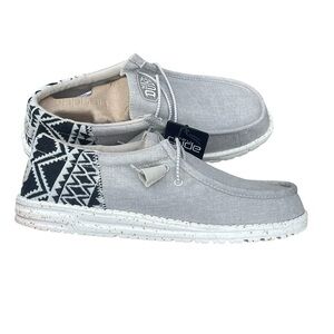 Hey Dude Wally Funk Jacquard Slip-On, Unisex, Light Grey, M8/L10, NIB‎